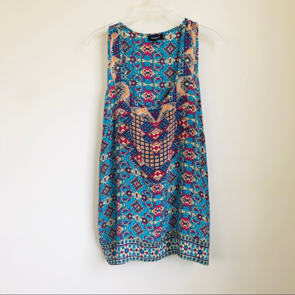 Sold • vikki silk tunic tank top in blue - Picture 4 of 7